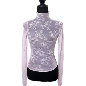 Y2K Sheer Lace Mesh Layering Top Small Coquette Fairy Pastel Romantic Boho Indie